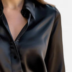 Damen Satinbluse mit langen Ärmeln und klassischem Kragen