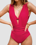 Women's Shaping Swimsuit with V-Neck and Slimming Construction