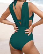 Women's Shaping Swimsuit with V-Neck and Slimming Construction