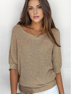 Elegancki Damski Gładki Sweter z Okrągłym Dekoltem