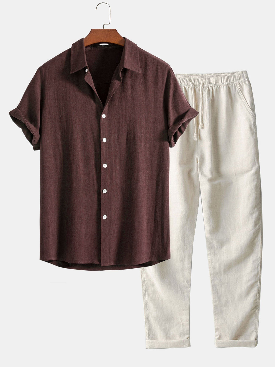 Stylish Men's Set with Stand Collar Shirt and Comfortable Pants