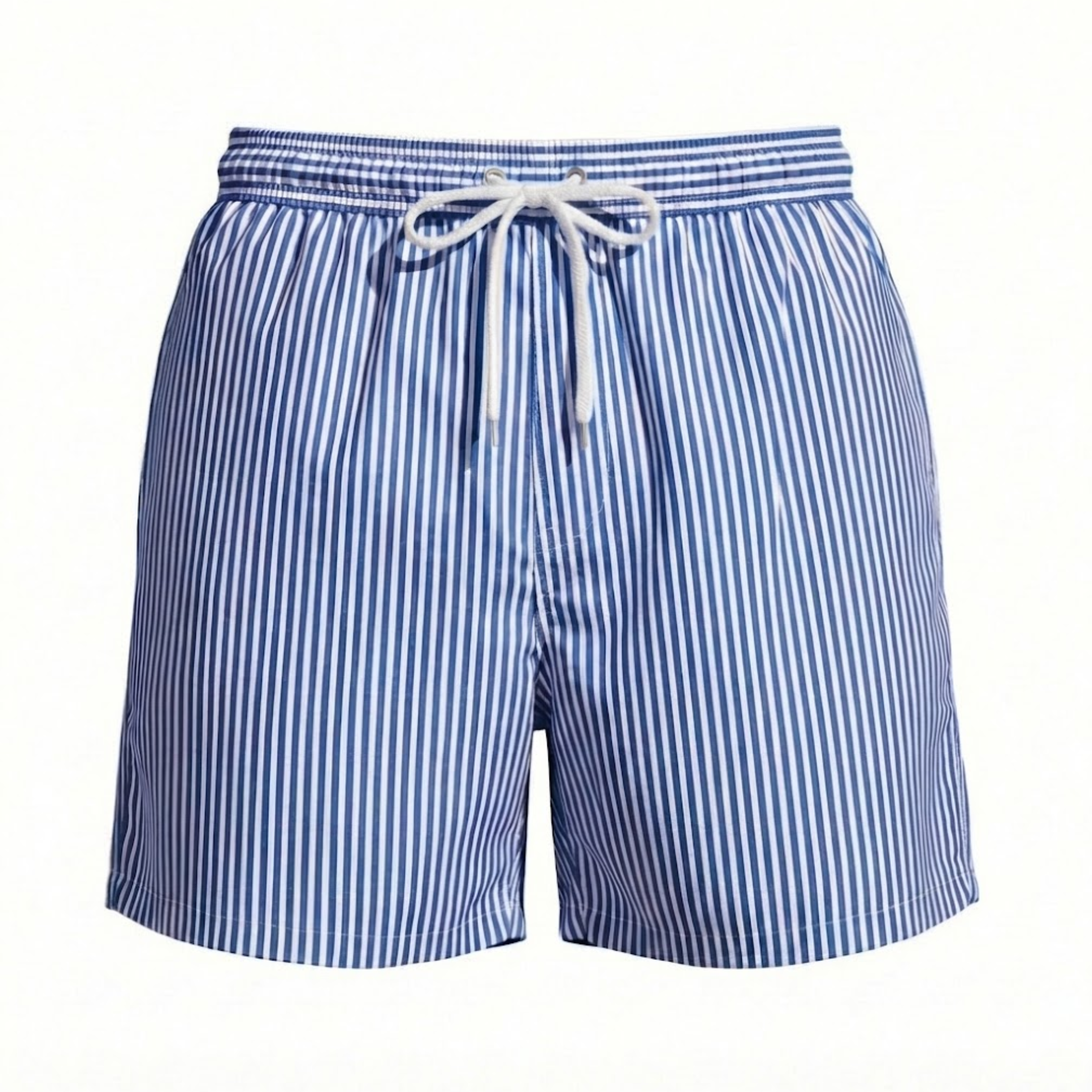 Herren Strandshorts mit vertikalen Streifen, elastischem Bund und lockerem Schnitt