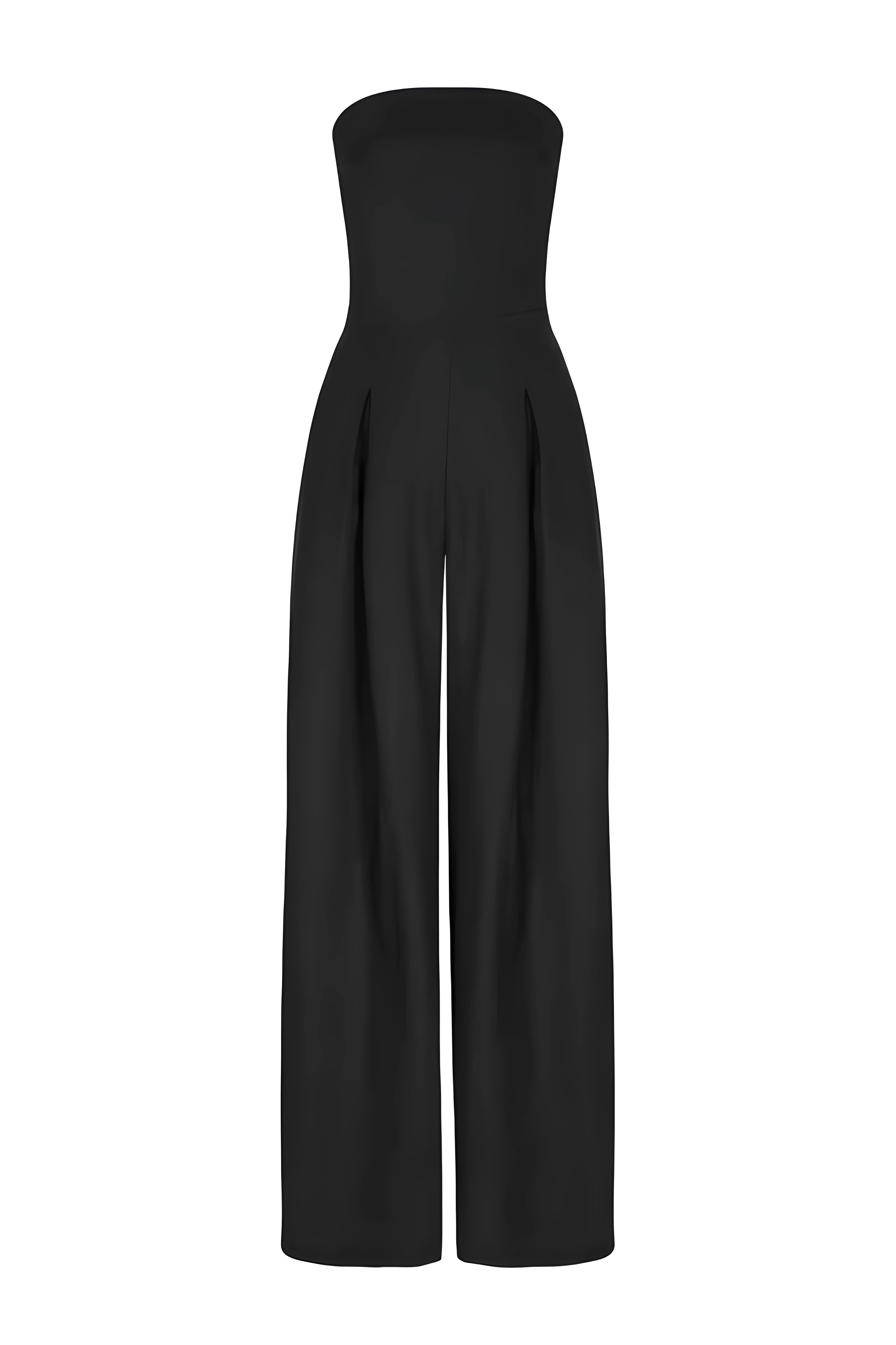 Damski Kombinezon Strapless z Szeroką Nogawką i Elegancką Konstrukcją