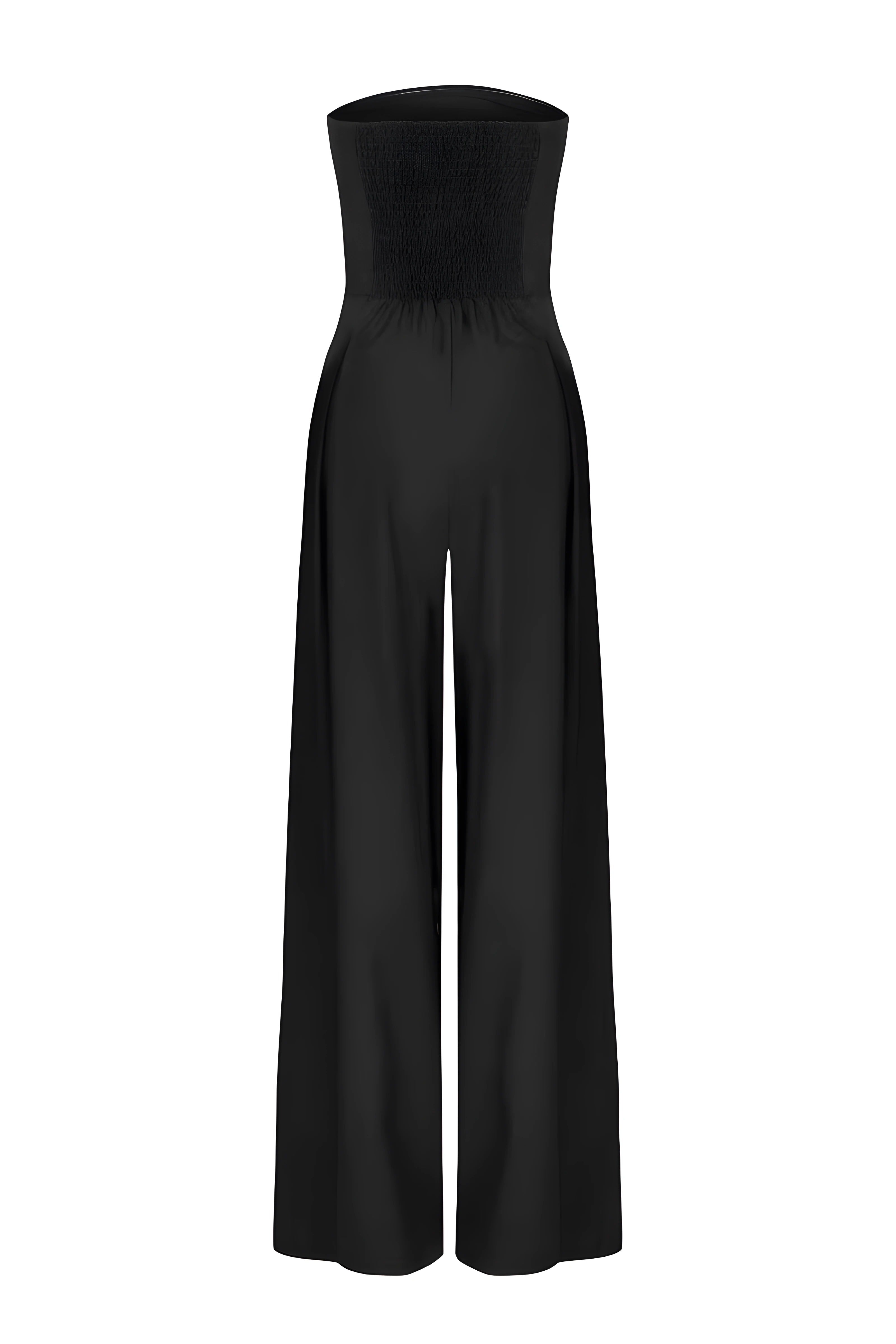 Damski Kombinezon Strapless z Szeroką Nogawką i Elegancką Konstrukcją