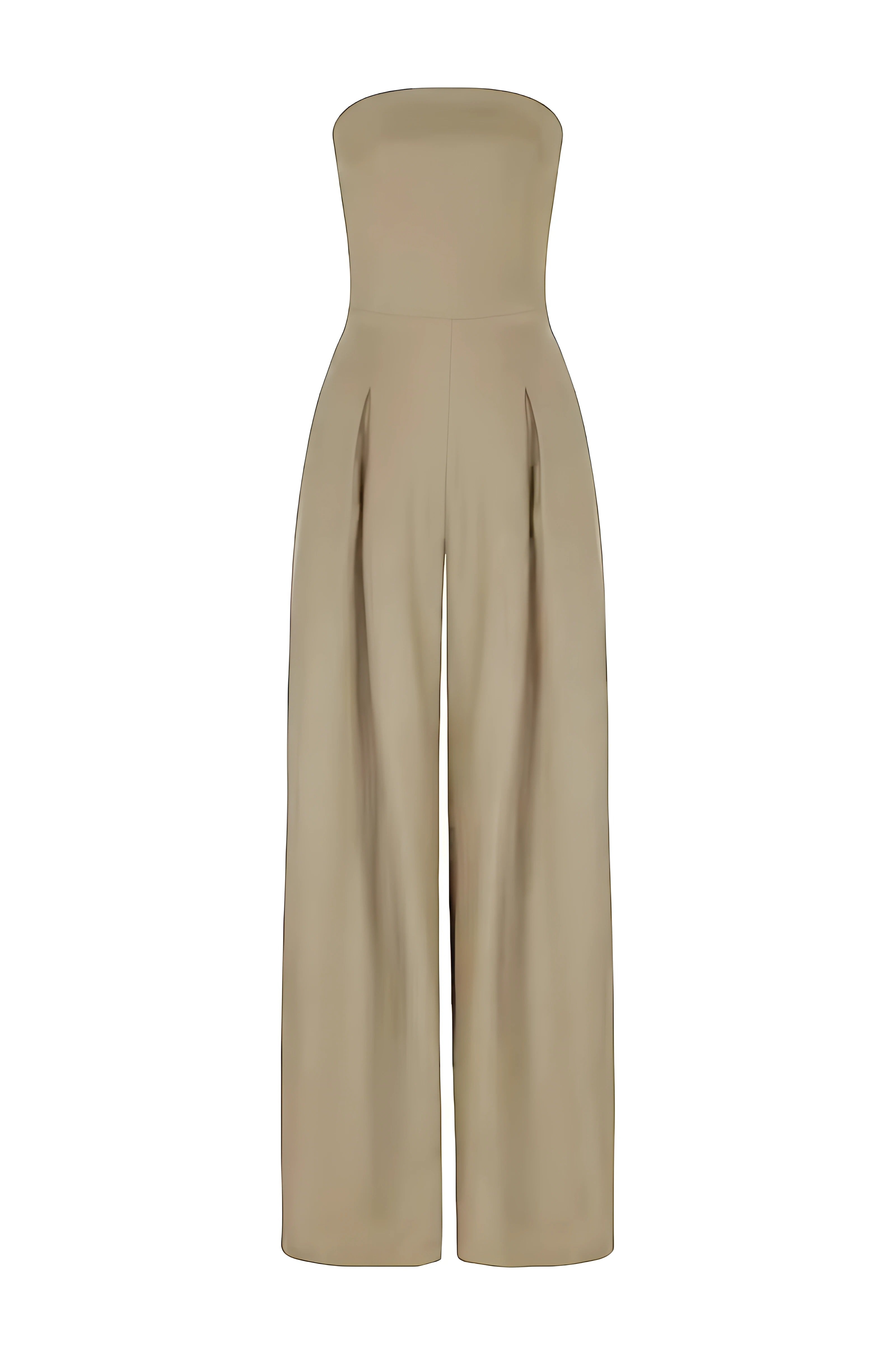 Damski Kombinezon Strapless z Szeroką Nogawką i Elegancką Konstrukcją