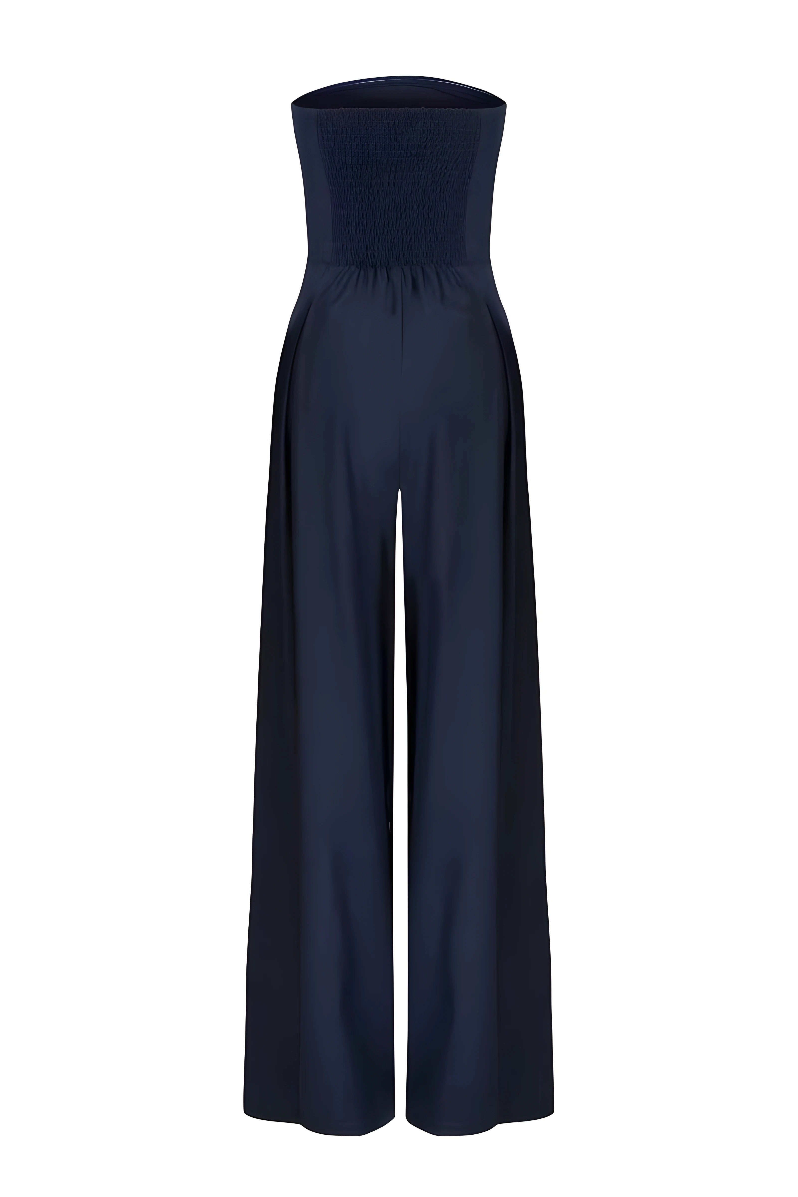 Damski Kombinezon Strapless z Szeroką Nogawką i Elegancką Konstrukcją