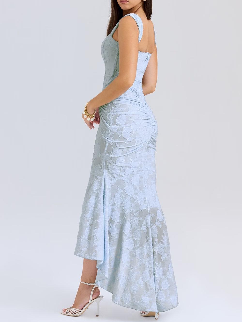 Damen-Maxikleid mit Blumenmuster und figurformender Konstruktion  