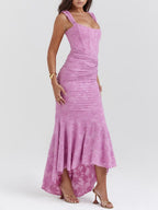 Damen-Maxikleid mit Blumenmuster und figurformender Konstruktion  
