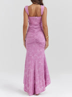 Damen-Maxikleid mit Blumenmuster und figurformender Konstruktion  