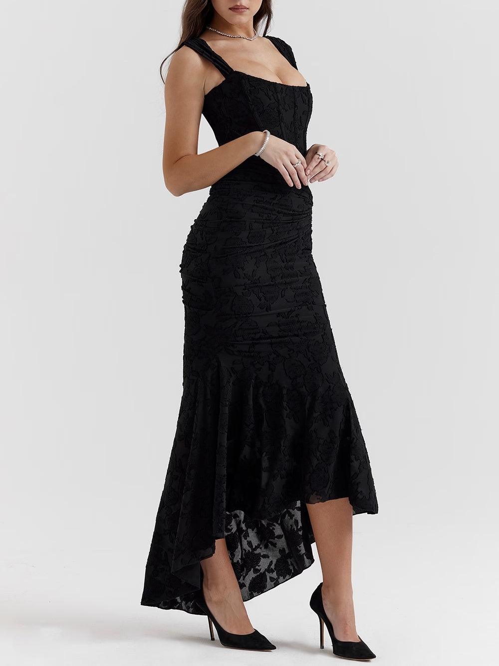 Damen-Maxikleid mit Blumenmuster und figurformender Konstruktion  