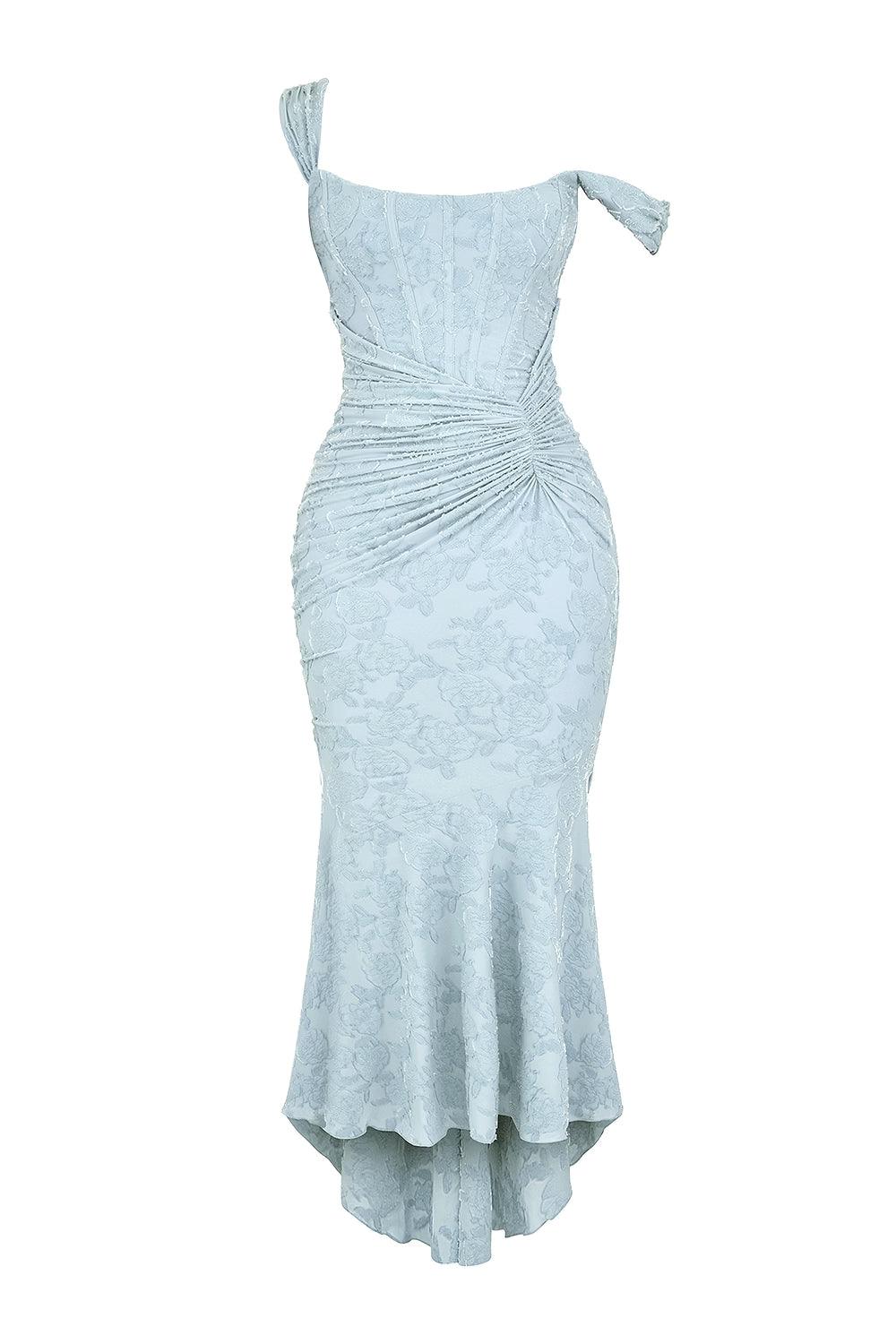 Damen-Maxikleid mit Blumenmuster und figurformender Konstruktion  