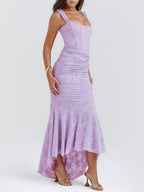 Damen-Maxikleid mit Blumenmuster und figurformender Konstruktion  