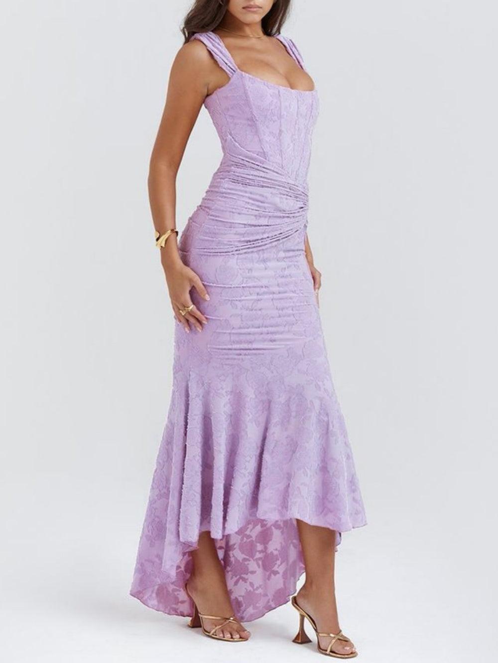 Damen-Maxikleid mit Blumenmuster und figurformender Konstruktion  