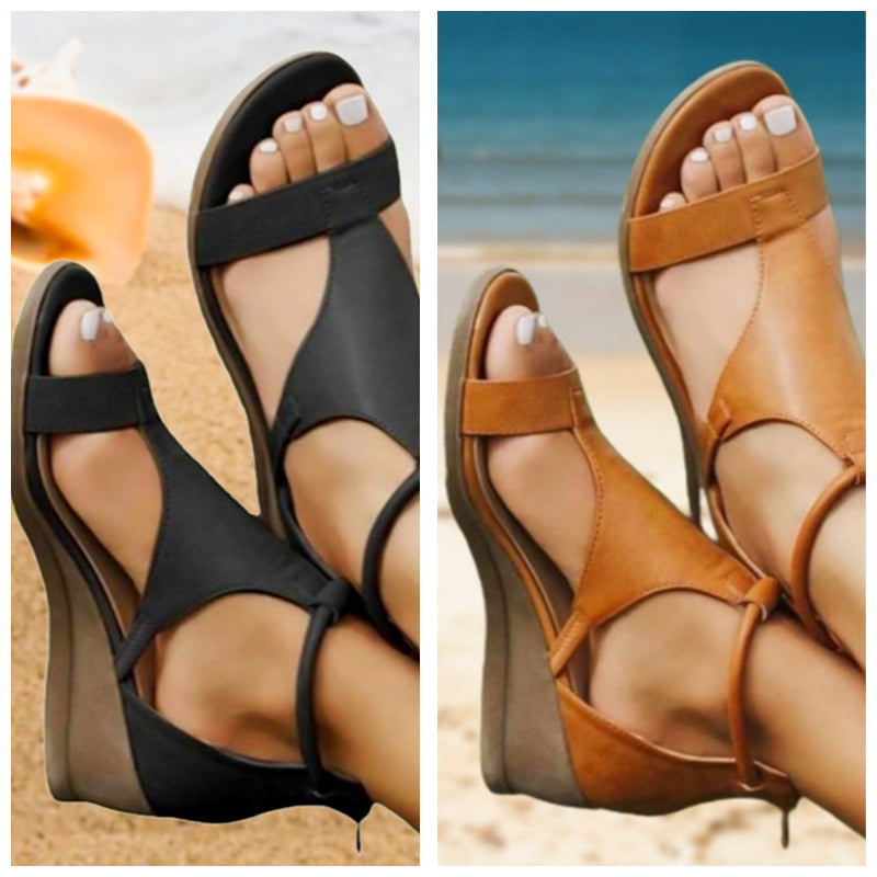 Damen Sandalen mit Keilabsatz und weichem, atmungsaktivem Obermaterial