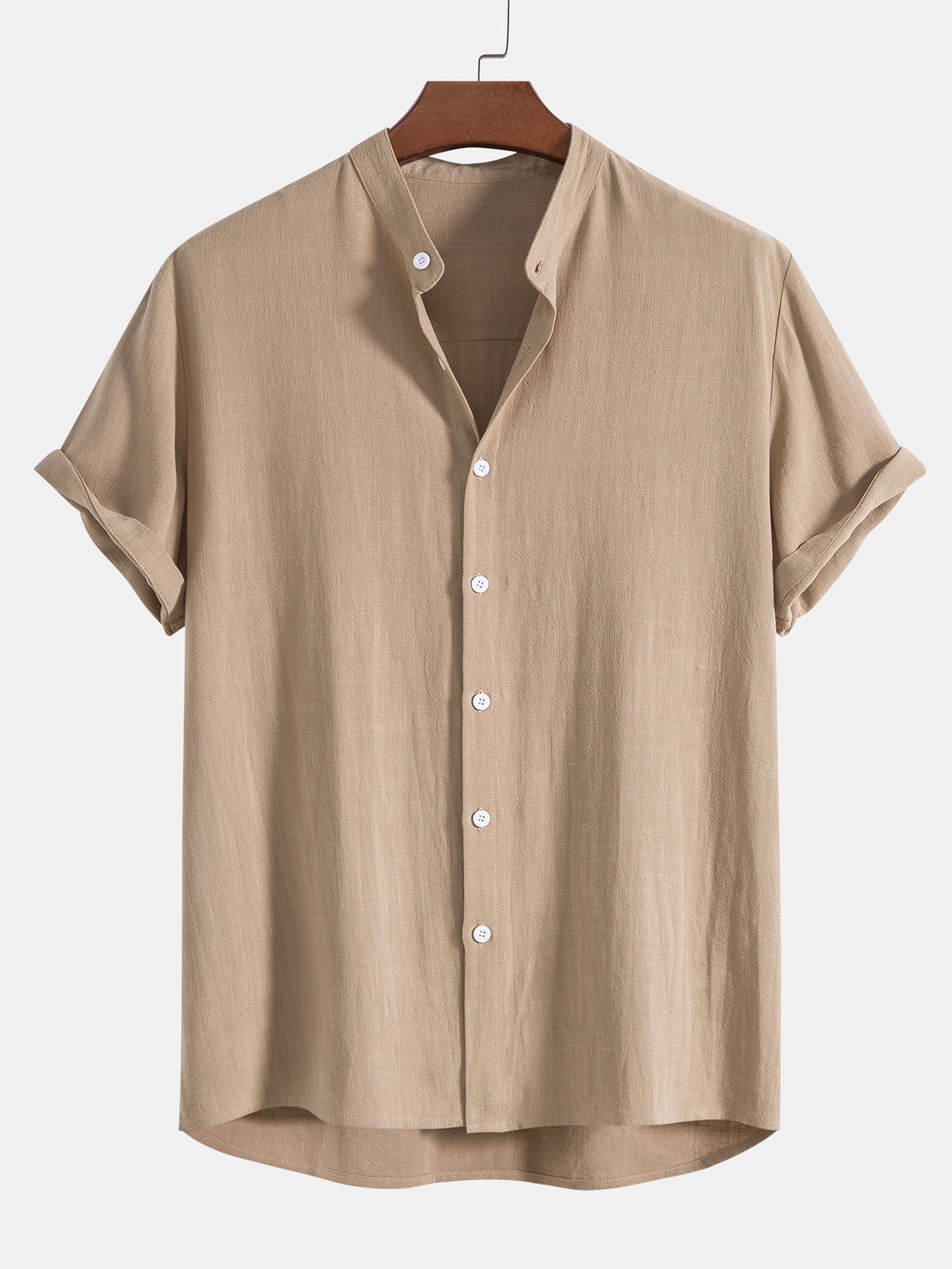Stylish Men's Set with Stand Collar Shirt and Comfortable Pants