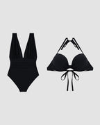 Women's Shaping Swimsuit with V-Neck and Slimming Construction