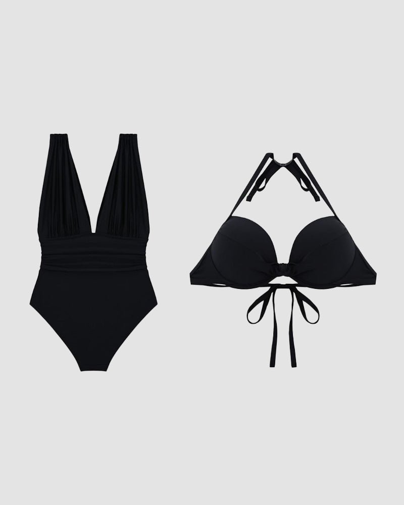 Women's Shaping Swimsuit with V-Neck and Slimming Construction