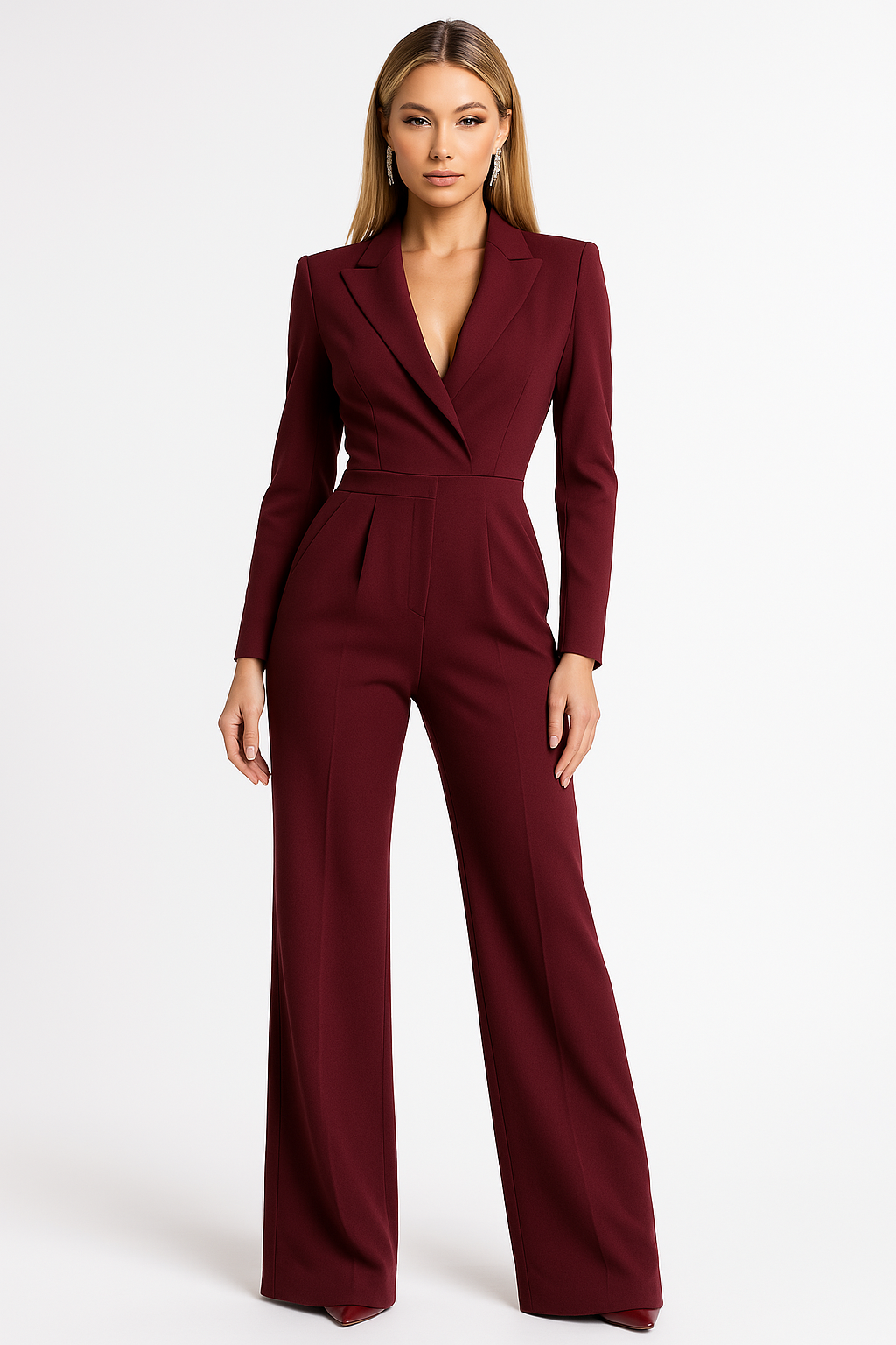 Damski Elegancki Jumpsuit z Głębokim Dekoltem V