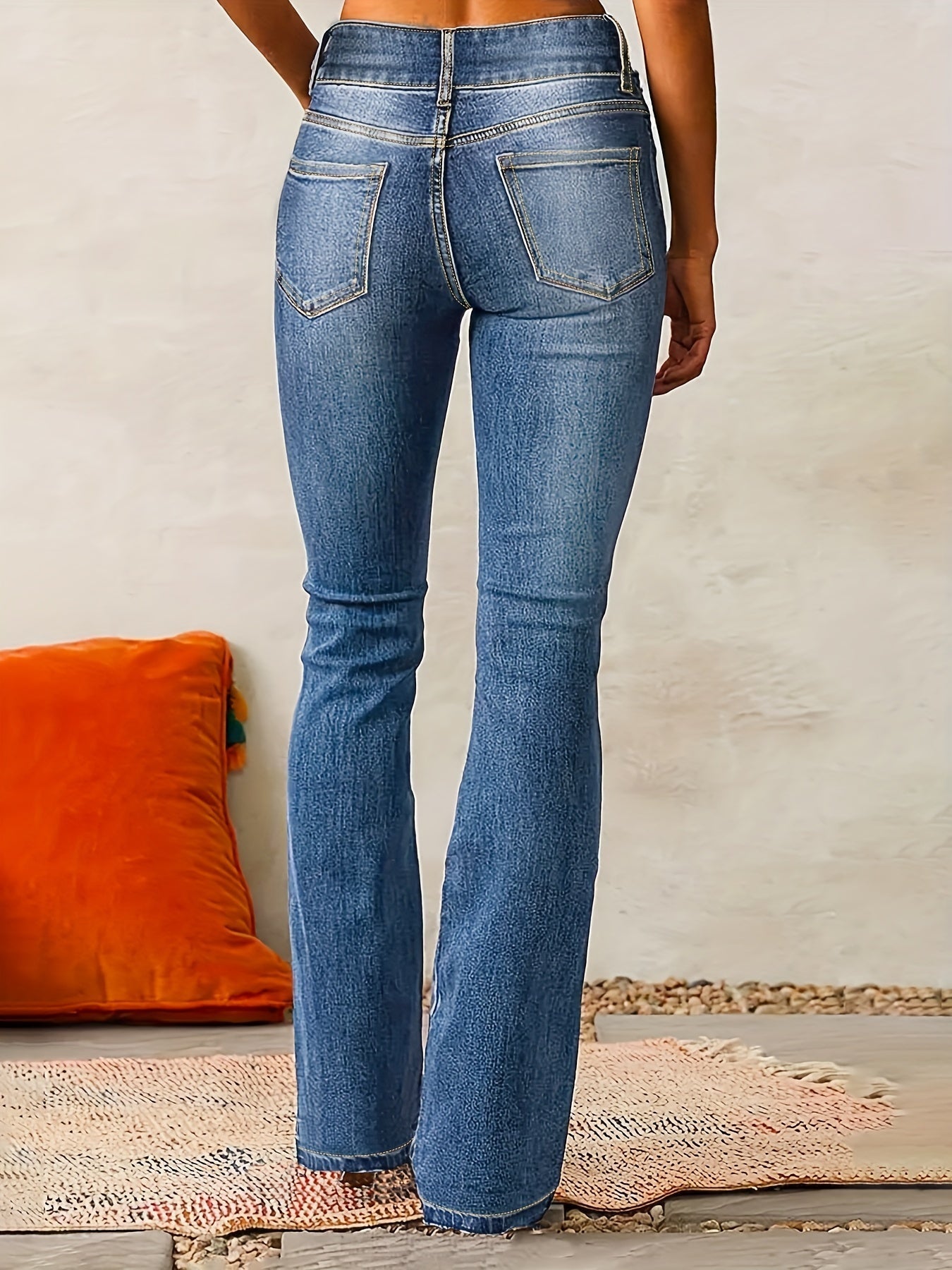 Damen Jeans Straight Flare mit hohem Bund