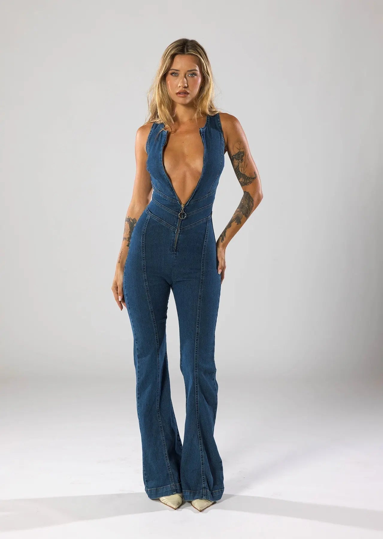 Damski Dopasowany Kombinezon Jeansowy Modelujący Sylwetkę Stylowy