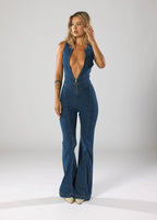 Damski Dopasowany Kombinezon Jeansowy Modelujący Sylwetkę Stylowy