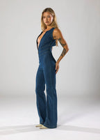 Damski Dopasowany Kombinezon Jeansowy Modelujący Sylwetkę Stylowy