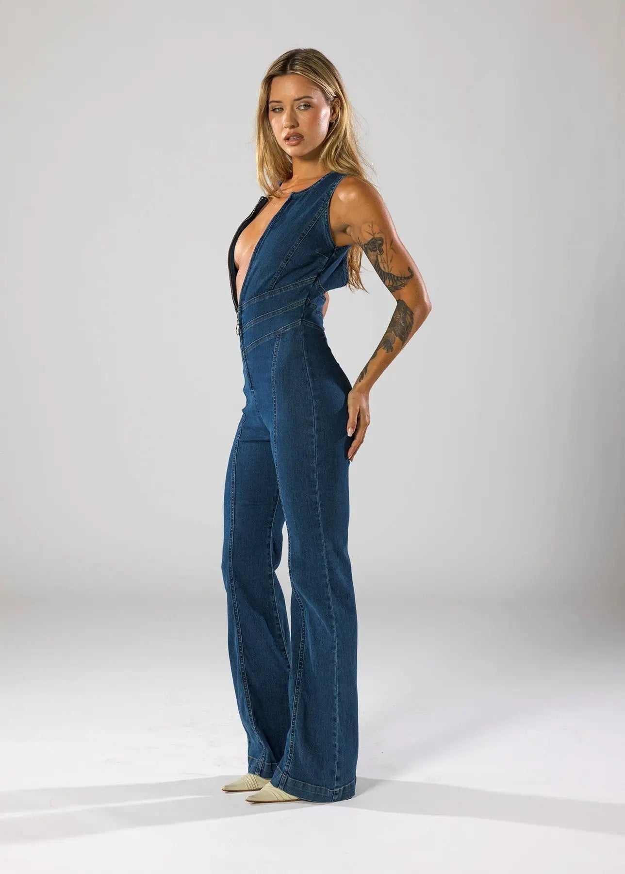 Damski Dopasowany Kombinezon Jeansowy Modelujący Sylwetkę Stylowy