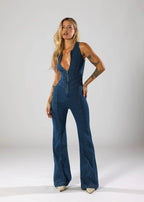 Damski Dopasowany Kombinezon Jeansowy Modelujący Sylwetkę Stylowy