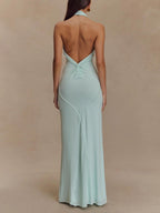 Women's Maxi Dress with Halter Neck and Ruching in a Fitted Cut