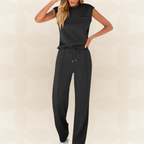 Damen Casual Set mit kurzem Ärmel und elastischem Bund