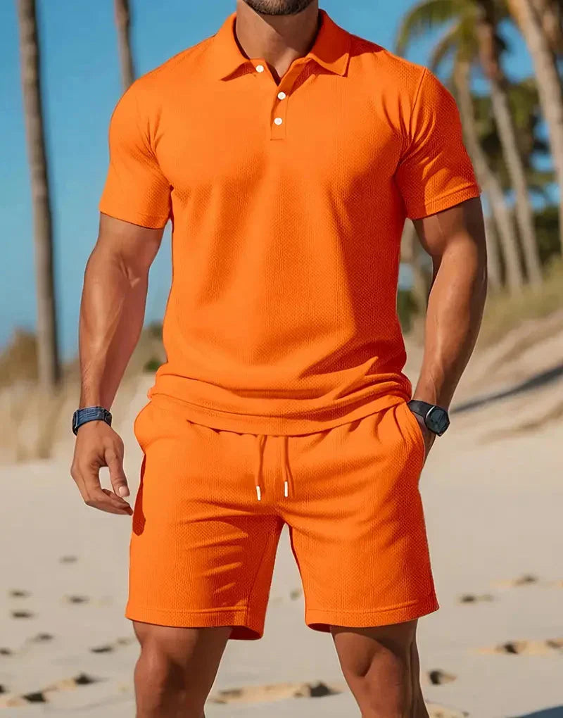 Men's Summer Two-Piece Set Made of Lightweight Knitwear