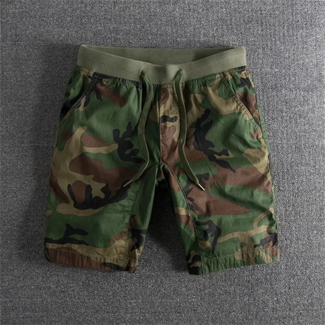 Taktyczne Szorty z Elastycznym Pasem i Wzorem Camo
