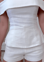 Women's Two-Piece Cotton and Linen Set with Short Top and Pants