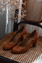 Women's Pumps with Wide Heel, Round Toe, and Adjustable Strap