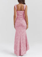 Damen-Maxikleid mit Blumenmuster und figurformender Konstruktion  