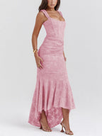 Damen-Maxikleid mit Blumenmuster und figurformender Konstruktion  