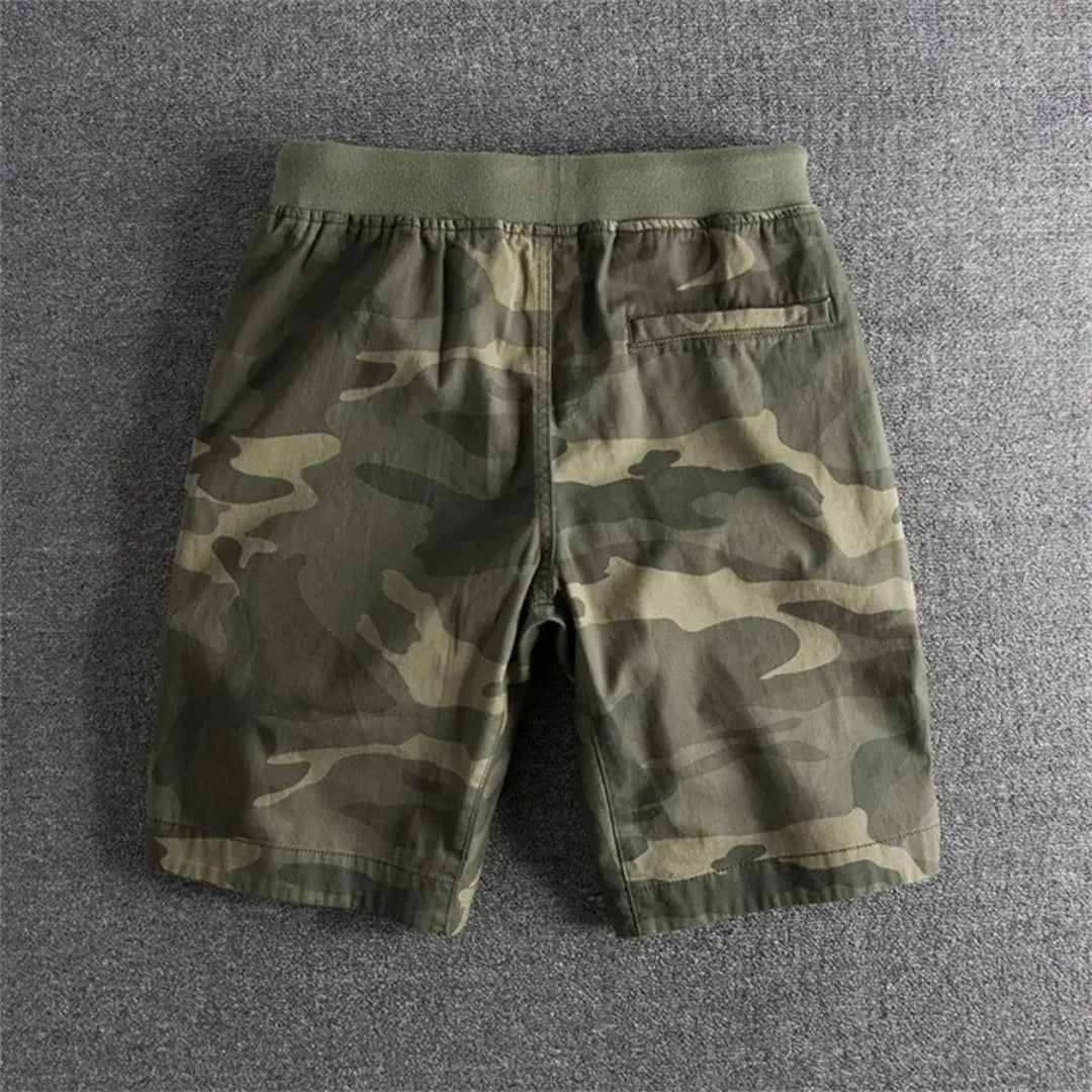 Taktyczne Szorty z Elastycznym Pasem i Wzorem Camo
