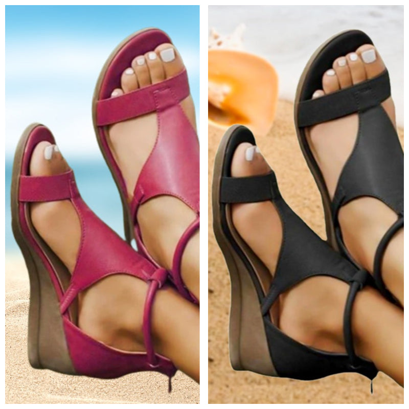 Damen Sandalen mit Keilabsatz und weichem, atmungsaktivem Obermaterial