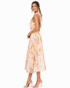 Damska Sukienka Maxi z Halter Neck i Akwarelowym Motywem