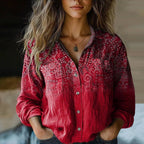 Damen Boho-Bluse mit Vintage-Muster