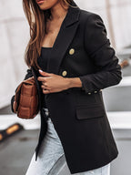 Women's Blazer with Double Button Closure and Long Sleeves