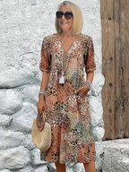 Damen Kleid mit lockerem Schnitt und Blumenmuster