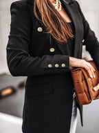 Women's Blazer with Double Button Closure and Long Sleeves