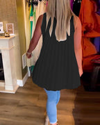 Damski Top Bez Rękawów z Ruffles i Rewersem o Eleganckiej Linii