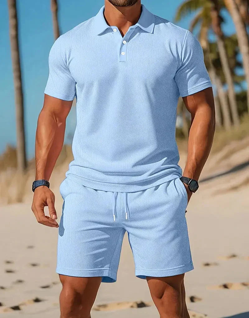 Men's Summer Two-Piece Set Made of Lightweight Knitwear