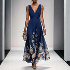 Damen Midi Kleid mit Blumenmuster und Wickelausschnitt