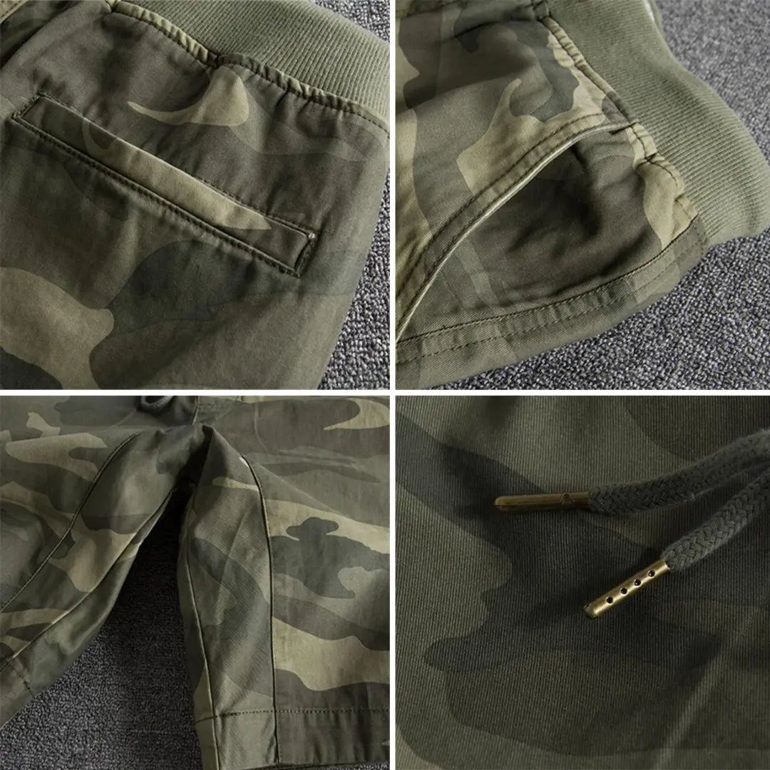 Taktyczne Szorty z Elastycznym Pasem i Wzorem Camo