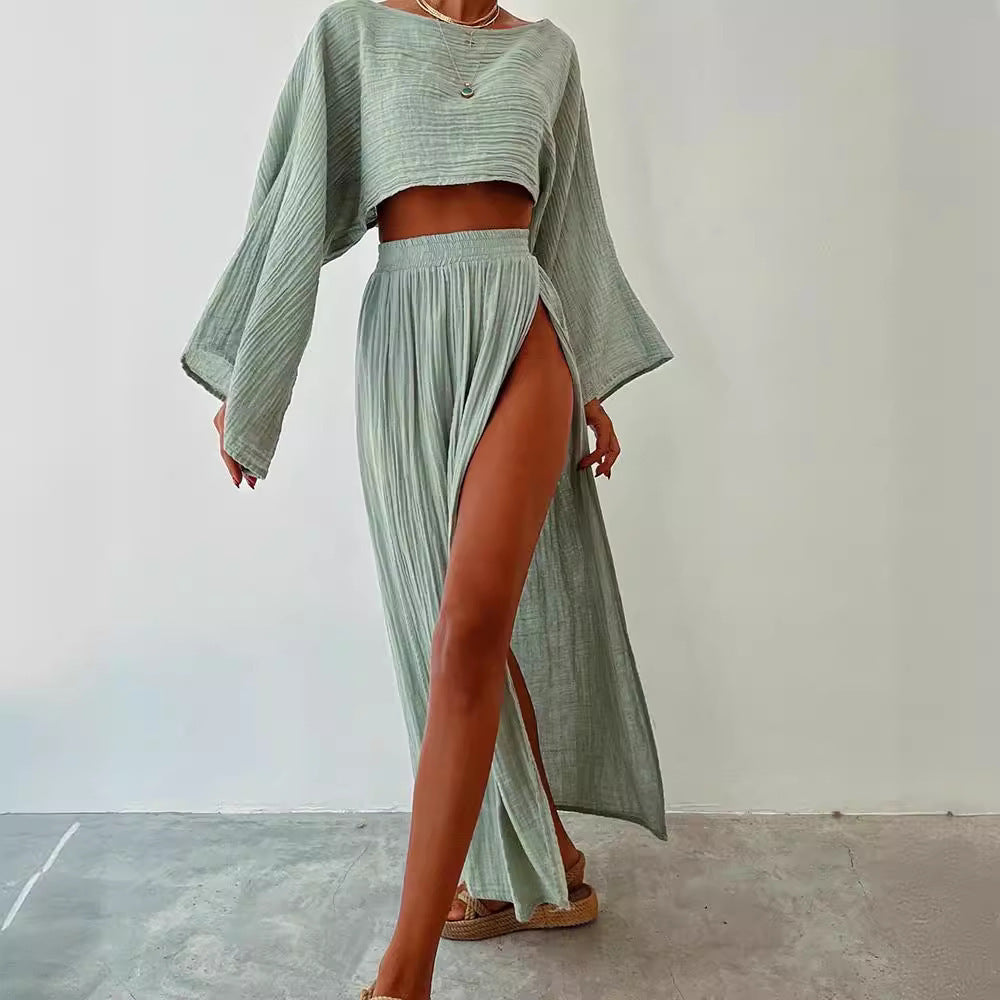 Women's Linen Two-Piece Set with Lightweight Summer Construction