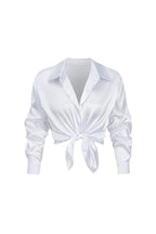 Damska Satynowa Bluzka z Długimi Rękawami o Luźnym Kroju