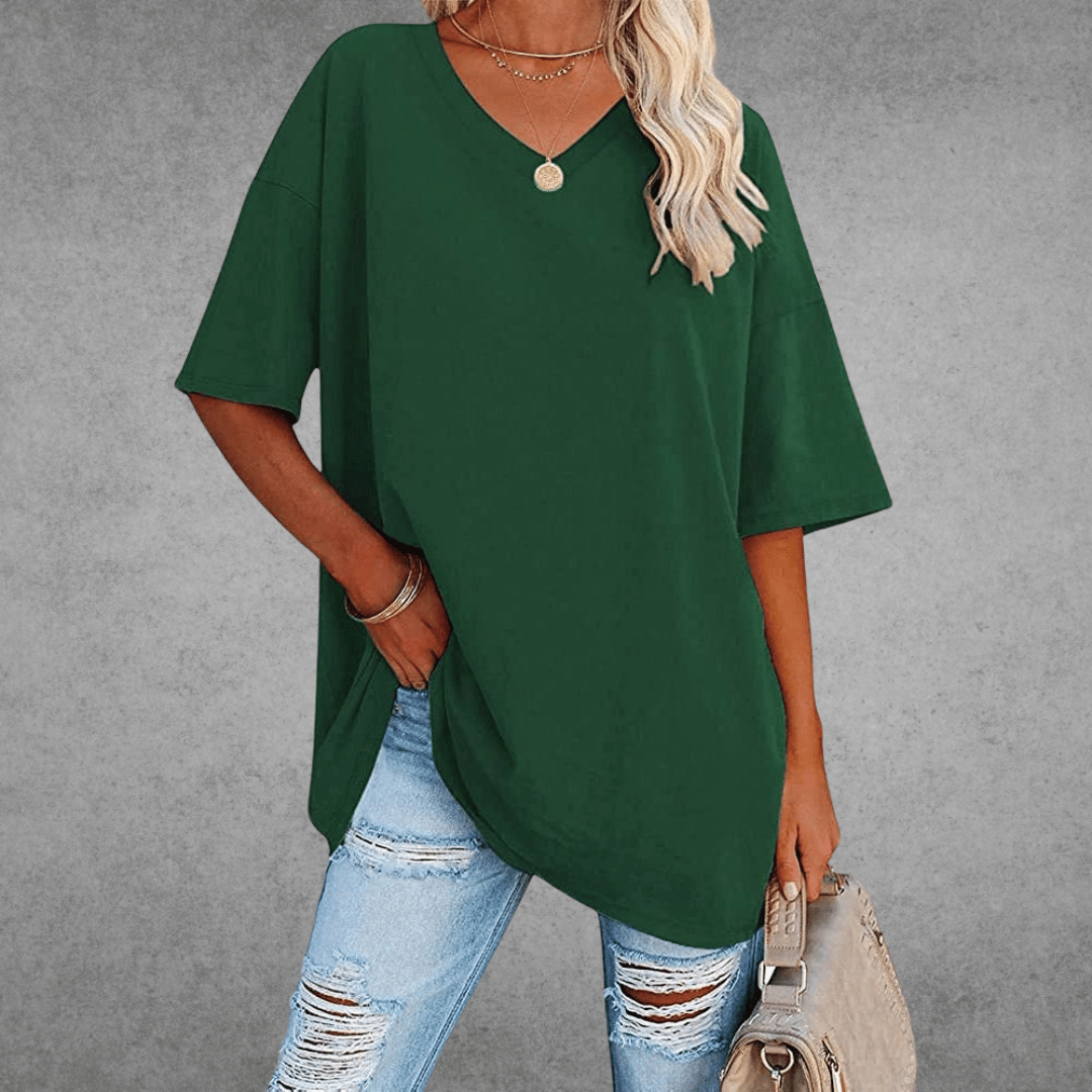 Damski T‑shirt z Dekoltem V i Lekką Konstrukcją